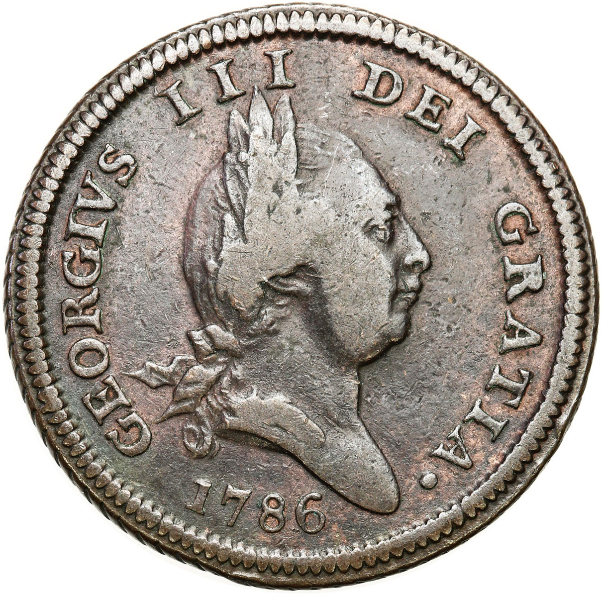 Wielka Brytania - Wyspa Man. George III (1760-1820). 1/2 penny 1786, Londyn